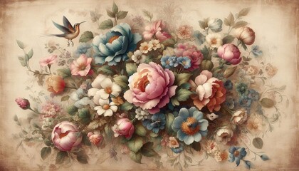 Watercolor floral vertical background with soft botanical elements