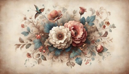 Watercolor floral vertical background with soft botanical elements