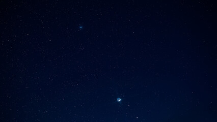 Moon with starry Milky Way background.