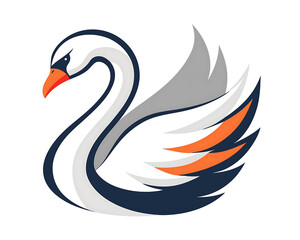 Obraz premium Flat and Minimal Swan mascot logo icon design
