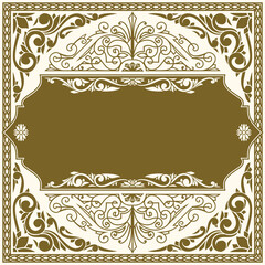 Drawn decorative ornate retro floral blank emblem template