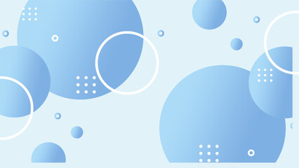 Bright Blue Abstract Vector Background with Floating Gradient Circles and White Geometric Shapes for Tech or Digital Use