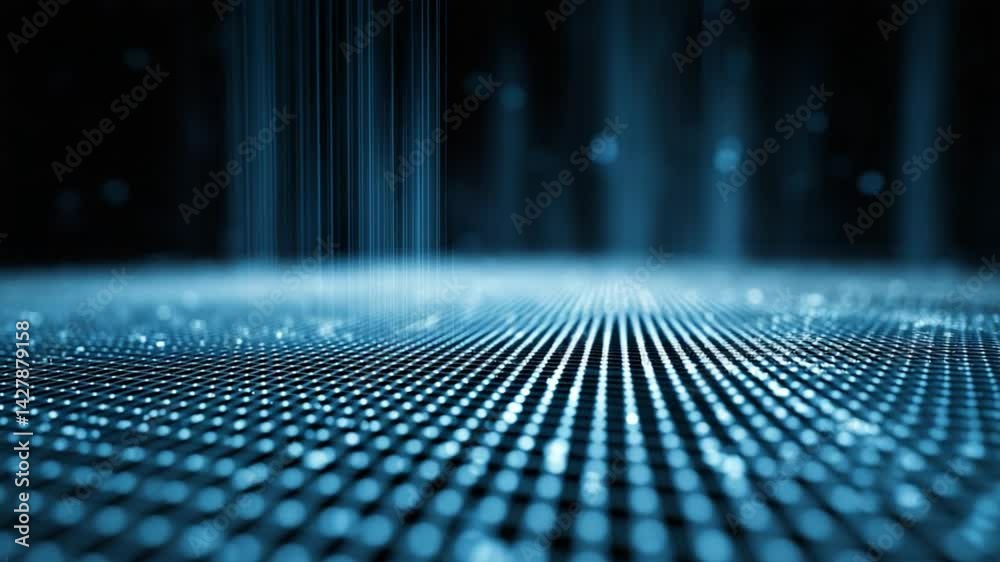 Poster digital matrix in azure: abstract visual representation of a digital matrix, suggesting a network of