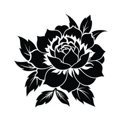 black and white illustration chrysanthemum flower
