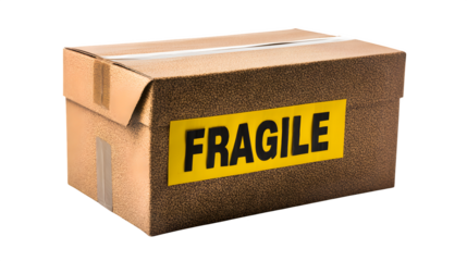 Carton box with fragile sign ready for shipping isolated on white background