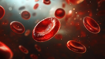 Microscopic View of Red Blood Cells Flowing in the Bloodstream: A Detailed Look at Erythrocytes' Movement and Structure