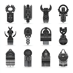 Fototapeta premium Geometric Black Tribal Patterns Representing Peace and Ethnic Diversity