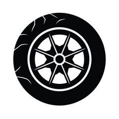 Obraz premium Punctured Car Tire Silhouette