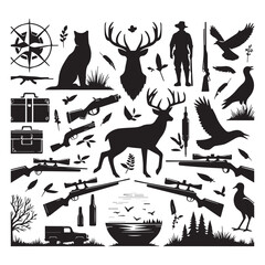 Obraz premium create hunting elements Silhouette with white background