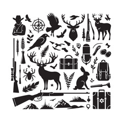 Obraz premium create hunting elements Silhouette with white background