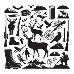 Obraz premium create hunting elements Silhouette with white background