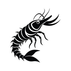 Black Shrimp Silhouette Vector Illustration