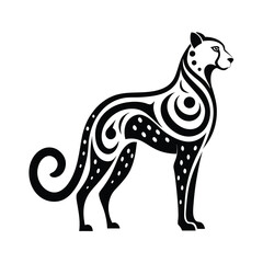 Tribal Cheetah Silhouette Tattoo Design Vector