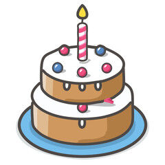 birthday cake with candles. birthday cake vector illustration. Cake with Confetti happy birthday event anniversary surprise. vector illustration of a birthday cake