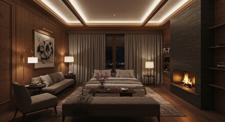 Bedroom with Fireplace Design