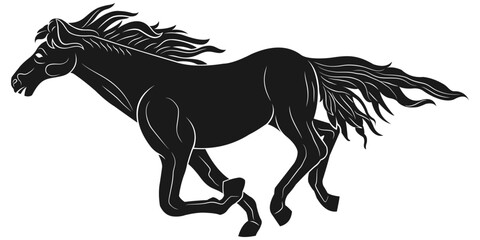 Running Horse Silhouette – Elegant Galloping Horse Vector Illustration

