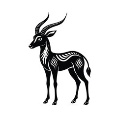 Antelope tribal style black silhouette vector on for web and graphic design