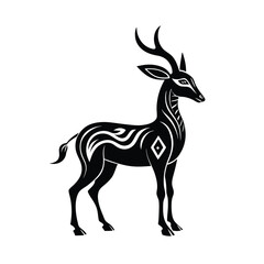 Antelope tribal style black silhouette vector on for web and graphic design