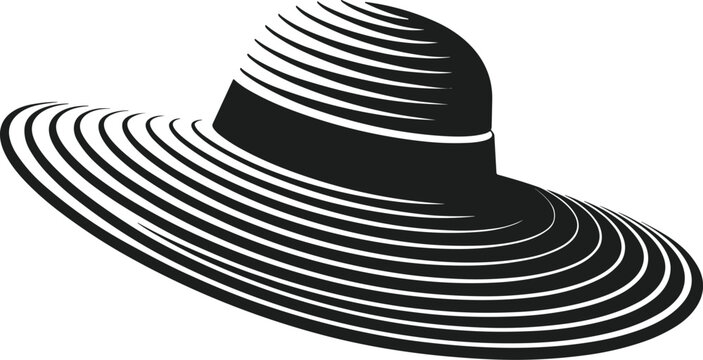black and white sun hat clip art preview
