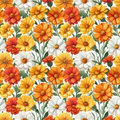 Seamless floral pattern design nature artwork colorful view