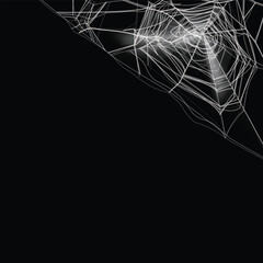 Cobweb corner frame on dark background, spider web border element, Halloween and gothic spooky vector symbol