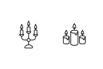 Minimalist Candelabra And Candles Line Art For Decoration And Festive Events Design