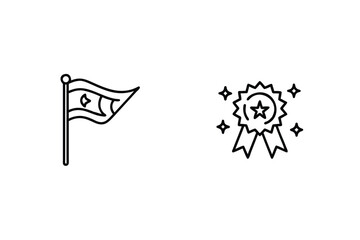Flag With Star And Award Ribbon Illustration For Design Or Graphic Elements