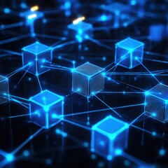 Network of interconnected data cubes.  Complex system of digital blocks