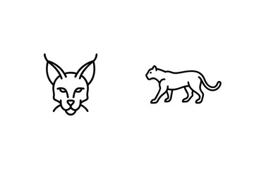 Lynx And Bobcat Minimalist Outline Vector Illustrations Wildlife Animal Silhouettes