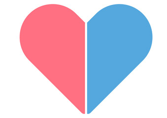 ピンクと青の二色のかわいいハートマークアイコン