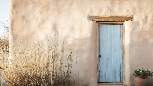 Muted adobe wall with gentle handcrafted charm