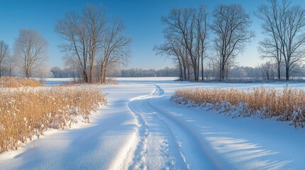 Obraz premium Winter Wonderland: A Serene Snowy Landscape
