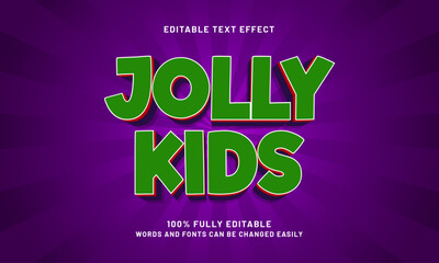 jolly kids editable text effect with a kids and play text style