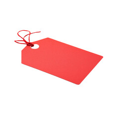 Blank red tag with string for labeling items or gifts