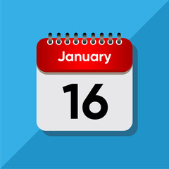 Fototapeta premium Flat Design January Calendar Icon – Red and Black on Soft Blue Background