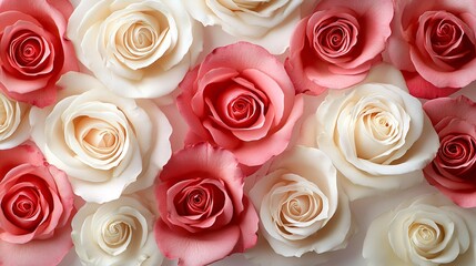romantic pink and white rose blossom background for valentine's day and beauty themes