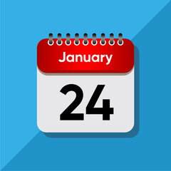 Flat Design January Calendar Icon – Red and Black on Soft Blue Background