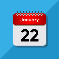 Flat Design January Calendar Icon – Red and Black on Soft Blue Background