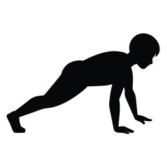 Push Up Exercise Silhouette Workout Fitness Vector