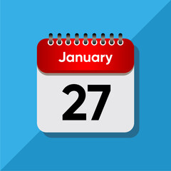 Fototapeta premium Flat Design January Calendar Icon – Red and Black on Soft Blue Background