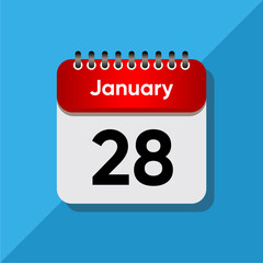Fototapeta premium Flat Design January Calendar Icon – Red and Black on Soft Blue Background