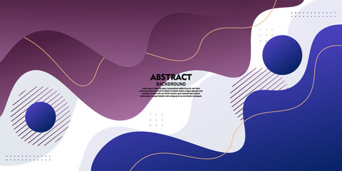 Blue and purple geometric business banner design. Creative banner design with wave and line shape as template. Simple design on white horizontal banner. Vector Eps10