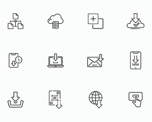 12 Download Icon Vector on white background