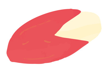 上から見たうさぎりんご（うさぎ型に皮がカットされたりんごの1カット）のイラスト