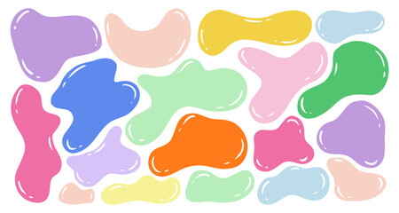Adstract shapes collection.Simple freeform, asymmetric blob.Hand drawn trendy basic figures.