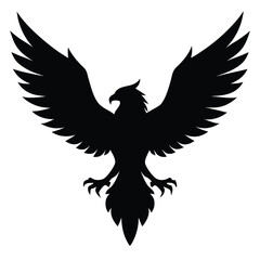 Eagle Silhouette Wings Spread Wildlife Vector Art