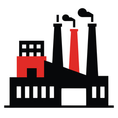 Industrial Factory Silhouette Chimney Skyline Vector
