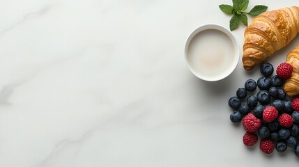 Breakfast Croissants, Berries & Milk