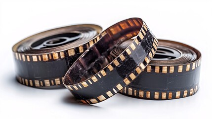 classic 8mm film reels and vintage movie tape for cinema and film editing
