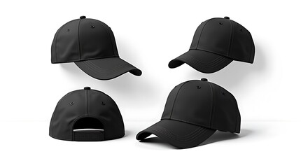 Black baseball caps display grid fashion